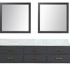 Castor 80W x 22D Black Double Bath Vanity, Carrara Marble Top, and 36Mirrors