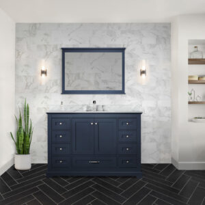 Dukes 48 in. W x 22 in. D Navy Blue Single Bath Vanity and 46 in. Mirror