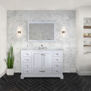 Dukes 48 in. W x 22 in. D White Single Bath Vanity and 46 in. Mirror