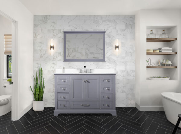 Dukes 48 in. W x 22 in. D Dark Grey Single Bath Vanity and Cultured Marble Top