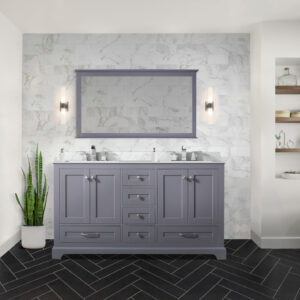 Dukes 60 in. W x 22 in. D Dark Grey Double Bath Vanity and 58 in. Mirror