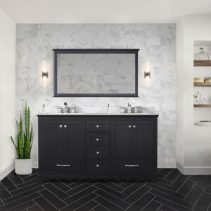 Dukes 60 in. W x 22 in. D Espresso Double Bath Vanity and 58 in. Mirror