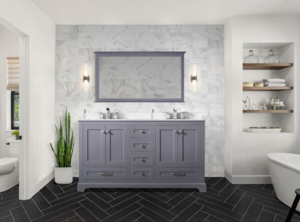 Dukes 60 in. W x 22 in. D Dark Grey Double Bath Vanity and Cultured Marble Top