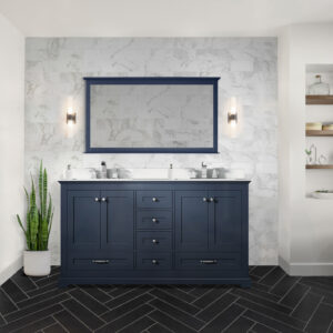 Dukes 60 in. W x 22 in. D Navy Blue Double Bath Vanity and Cultured Marble Top