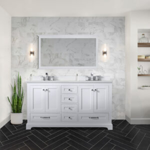 Dukes 60 in. W x 22 in. D White Double Bath Vanity and Cultured Marble Top