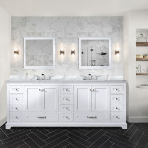 Dukes 84 in. W x 22 in. D White Double Bath Vanity and 34 in. Mirrors