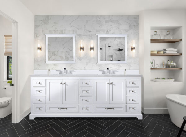 Dukes 84 in. W x 22 in. D White Double Bath Vanity and Cultured Marble Top