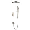 Cero 1-Spray Tub and Shower Faucet Combo with Square Showerhead and Handheld Shower Wand in Brushed Nickel