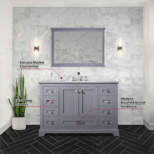 Dukes 48 in. W x 22 in. D Dark Grey Single Bath Vanity and 46 in. Mirror