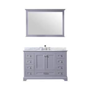 Dukes 48 in. W x 22 in. D Dark Grey Single Bath Vanity, Carrara Marble Top, Faucet Set, and 46 in. Mirror