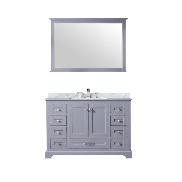 Dukes 48 in. W x 22 in. D Dark Grey Single Bath Vanity, Carrara Marble Top, Faucet Set, and 46 in. Mirror