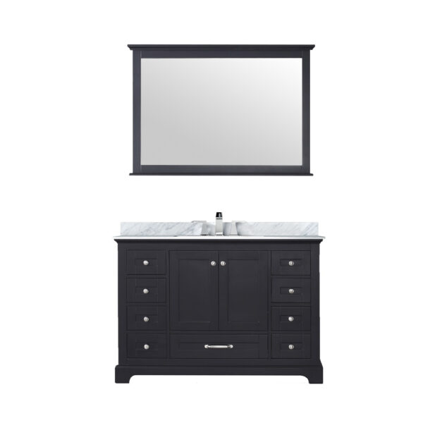 Dukes 48 in. W x 22 in. D Espresso Single Bath Vanity, Carrara Marble Top, Faucet Set, and 46 in. Mirror