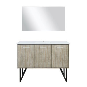 Lancy 48W x 20D Rustic Acacia Bath Vanity, Cultured Marble Top and 43Mirror