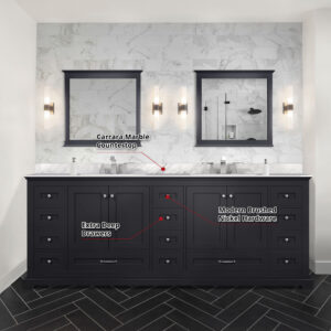 Dukes 84 in. W x 22 in. D Espresso Double Bath Vanity and 34 in. Mirrors