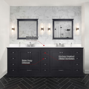 Dukes 84 in. W x 22 in. D Espresso Double Bath Vanity and White Quartz Top