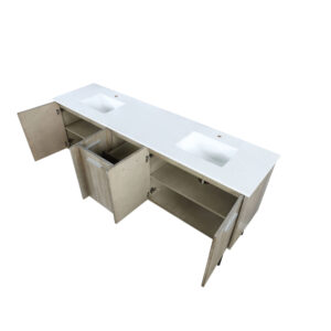 Lancy 80W x 20D Rustic Acacia Double Bath Vanity and White Quartz Top