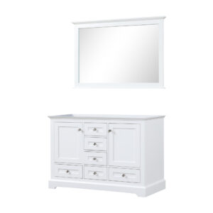 Dukes 48 in. W x 22 in. D White Double Bath Vanity and 46 in. Mirror