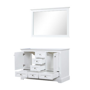 Dukes 48 in. W x 22 in. D White Double Bath Vanity and 46 in. Mirror