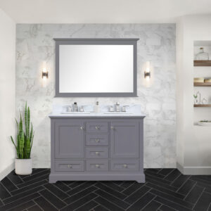 Dukes 48 in. W x 22 in. D Dark Grey Double Bath Vanity and Carrara Marble Top