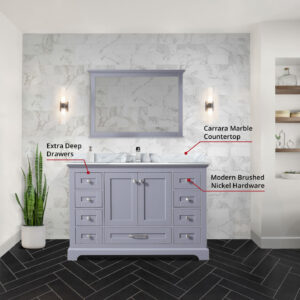 Dukes 48 in. W x 22 in. D Dark Grey Double Bath Vanity and Carrara Marble Top