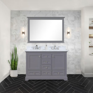 Dukes 48 in. W x 22 in. D Dark Grey Double Bath Vanity and Carrara Marble Top