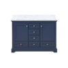 Dukes 48 in. W x 22 in. D Navy Blue Double Bath Vanity and Carrara Marble Top