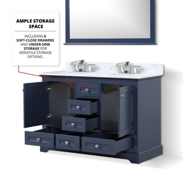 Dukes 48 in. W x 22 in. D Navy Blue Double Bath Vanity and 46 in. Mirror