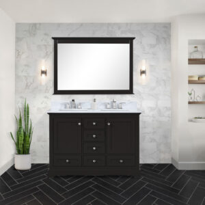 Dukes 48 in. W x 22 in. D Espresso Double Bath Vanity and Carrara Marble Top