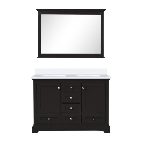 Dukes 48 in. W x 22 in. D Espresso Double Bath Vanity, Cultured Marble Top, and 46 in. Mirror