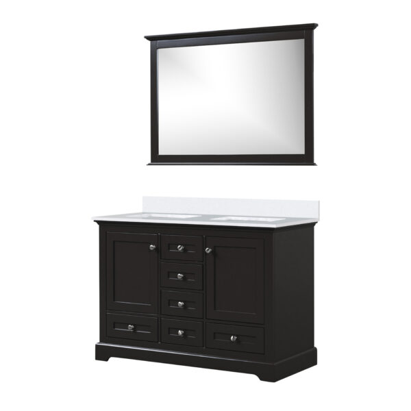 Dukes 48 in. W x 22 in. D Espresso Double Bath Vanity, Cultured Marble Top, and 46 in. Mirror