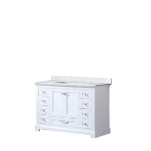 Dukes 48 in. W x 22 in. D White Single Bath Vanity and Carrara Marble Top