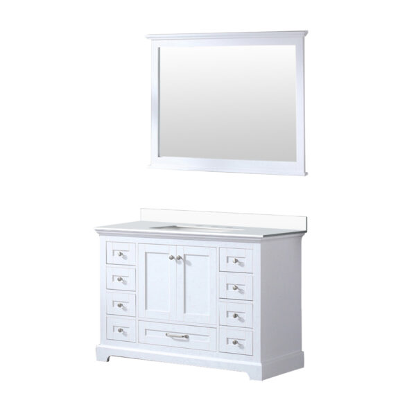 Dukes 48 in. W x 22 in. D White Single Bath Vanity, Cultured Marble Top, and 46 in. Mirror