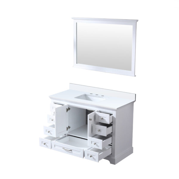 Dukes 48 in. W x 22 in. D White Single Bath Vanity, Cultured Marble Top, and 46 in. Mirror