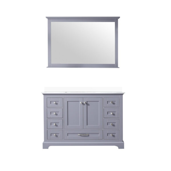 Dukes 48 in. W x 22 in. D Dark Grey Single Bath Vanity, Cultured Marble Top, White Square Sink, and 46 in. Mirror