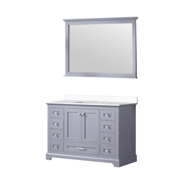 Dukes 48 in. W x 22 in. D Dark Grey Single Bath Vanity, Cultured Marble Top, White Square Sink, and 46 in. Mirror