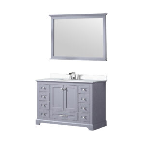 Dukes 48 in. W x 22 in. D Dark Grey Single Bath Vanity, Cultured Marble Top, Faucet Set, and 46 in. Mirror