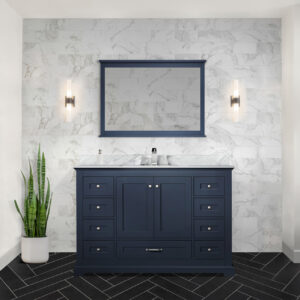 Dukes 48 in. W x 22 in. D Navy Blue Single Bath Vanity and 46 in. Mirror