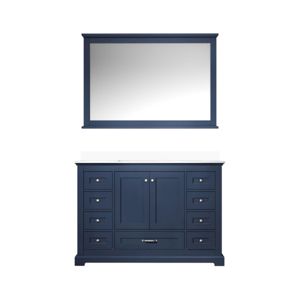 Dukes 48 in. W x 22 in. D Navy Blue Single Bath Vanity, Cultured Marble Top, and 46 in. Mirror