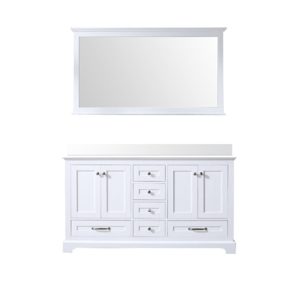 Dukes 60 in. W x 22 in. D White Double Bath Vanity, Cultured Marble Top, and 58 in. Mirror