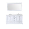 Dukes 60 in. W x 22 in. D White Double Bath Vanity, Cultured Marble Top, Faucet Set, and 58 in. Mirror