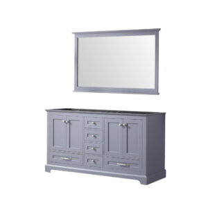 Dukes 60 in. W x 22 in. D Dark Grey Double Bath Vanity and 58 in. Mirror