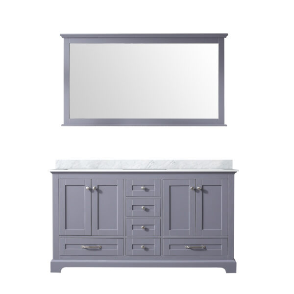 Dukes 60 in. W x 22 in. D Dark Grey Double Bath Vanity, Carrara Marble Top, and 58 in. Mirror