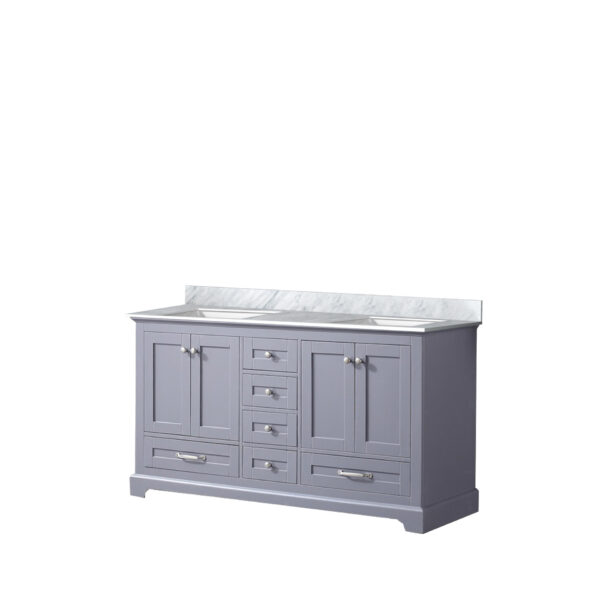 Dukes 60 in. W x 22 in. D Dark Grey Double Bath Vanity and Carrara Marble Top