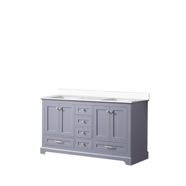 Dukes 60 in. W x 22 in. D Dark Grey Double Bath Vanity and Cultured Marble Top