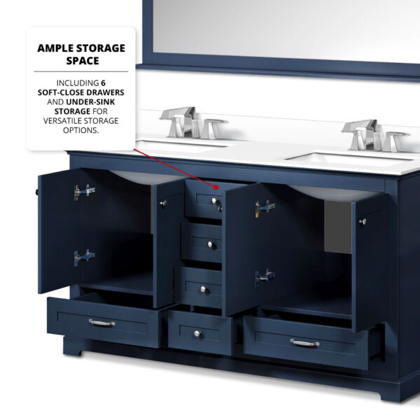 Dukes 60 in. W x 22 in. D Navy Blue Double Bath Vanity and Cultured Marble Top