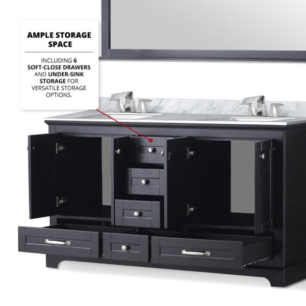 Dukes 60 in. W x 22 in. D Espresso Double Bath Vanity and 58 in. Mirror