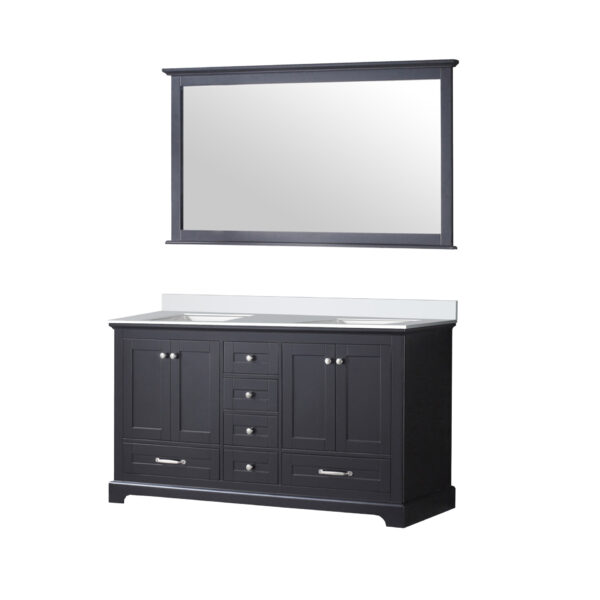 Dukes 60 in. W x 22 in. D Espresso Double Bath Vanity, Cultured Marble Top, and 58 in. Mirror