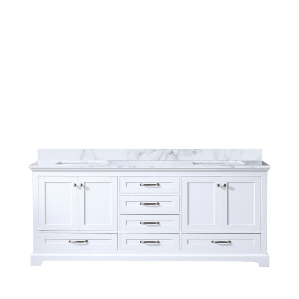 Dukes 80 in. W x 22 in. D White Double Bath Vanity and Carrara Marble Top