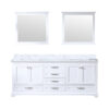 Dukes 80 in. W x 22 in. D White Double Bath Vanity, Carrara Marble Top, and 30 in. Mirrors