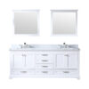 Dukes 80 in. W x 22 in. D White Double Bath Vanity, Carrara Marble Top, Faucet Set, and 30 in. Mirrors